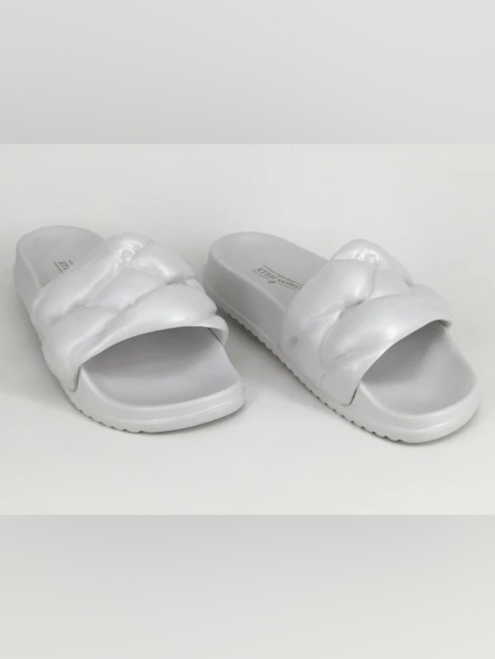 White Quilted Slide Sandals - Women